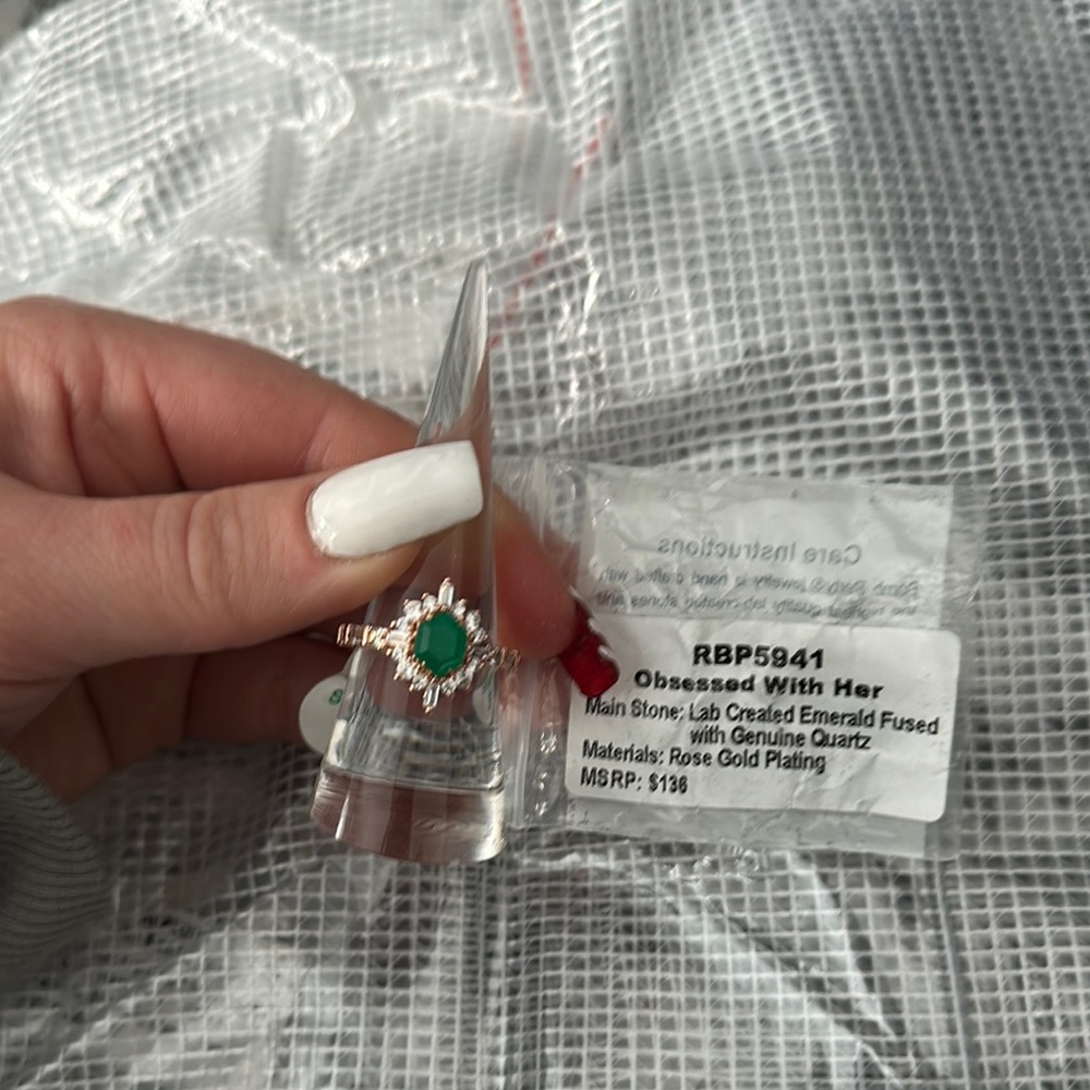 Rose Gold Plated Emerald Ring